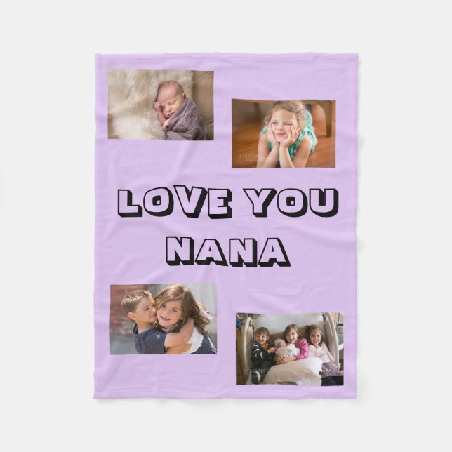 Couverture Polaire Love You Nana 4 photo Purple (Devant)