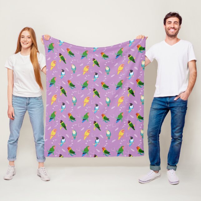 Couverture Polaire Lovebirds of Rainbow Colors Motif (En situation)