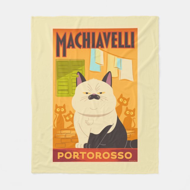 Couverture Polaire Luca | Illustration de chat Machiavelli (Devant)