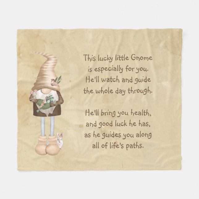 Couverture Polaire Lucky Little Gnome Bonne santé Chuck Amusant (Devant (Horizontal))