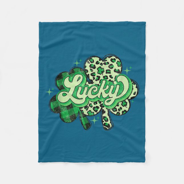 Couverture Polaire Lucky Shamrock Leopard,checkered Patricks Day Funn (Devant)