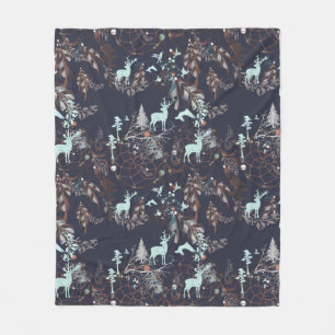 Couverture Polaire Lueur dans le motif tribal de boho foncé de natur