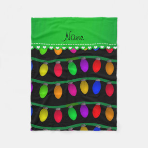 Couverture Polaire Lumières de Noël noires nommées personnalisées