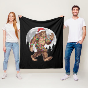 Couverture Polaire Lumières de sapin de Noël Bigfoot Santa Xmas Sasqu