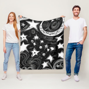 Couverture Polaire Lune Abstraite Et Étoiles