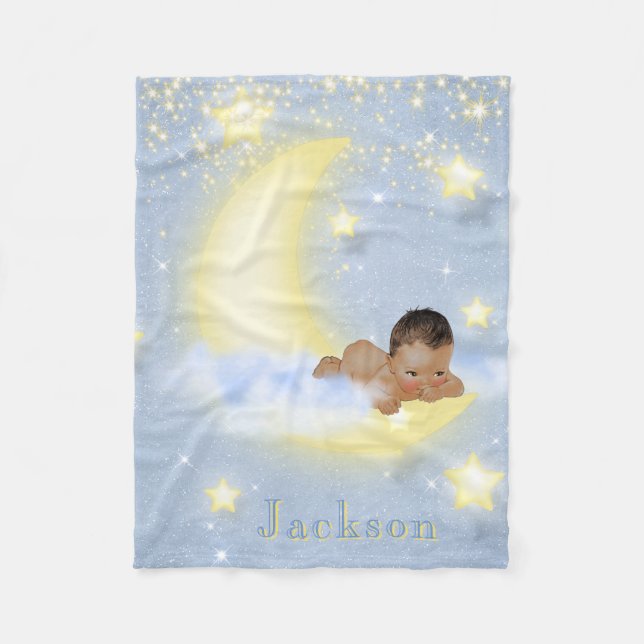 Couverture Polaire Lune Stars Personnalisé Ethnic Baby Boy Blanket (Devant)