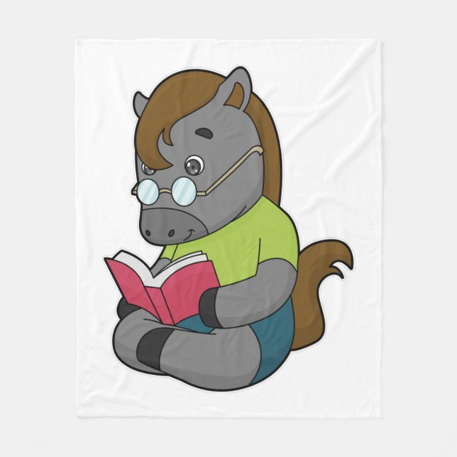 Couverture Polaire Lunettes de livre Nerd de cheval (Devant)
