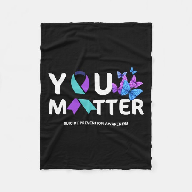 Couverture Polaire Lutte Contre Le Suicide Ribbo Turquoise Et Violet (Devant)