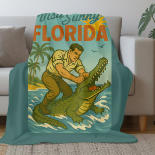 Couverture Polaire Lutte de Floride contre les Alligators Rétro Côt
