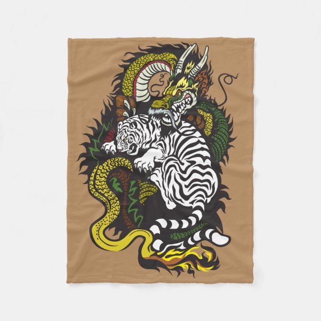 Couverture Polaire lutte dragon et tigre (Devant)