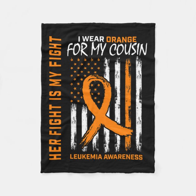 Couverture Polaire Lutte Porter Orange Cousin Leucémie Cancer Sensibi (Devant)