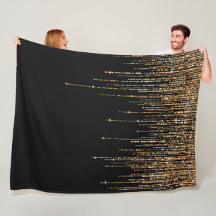 Couverture Polaire Luxe Chic Black Gold Fringe Parties scintillant ét