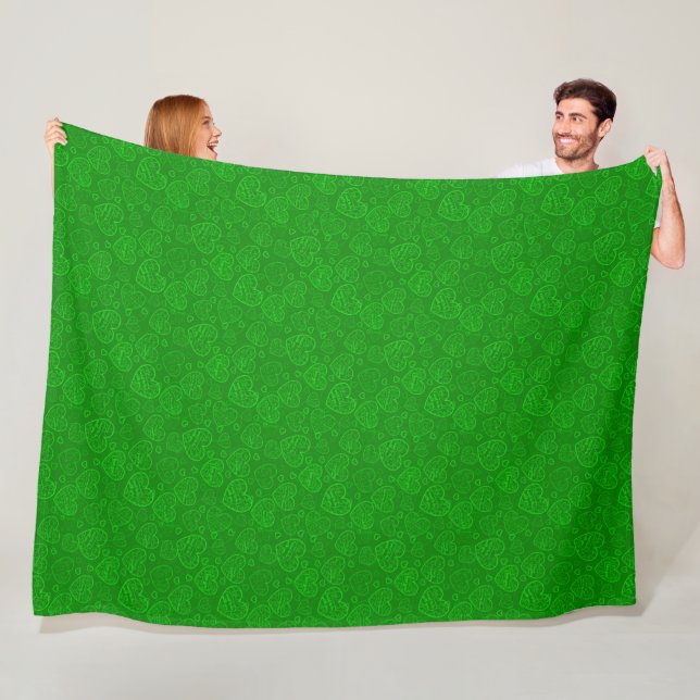 Couverture Polaire Luxe Moderne Élégant Amour Vert Coeur (En situation)