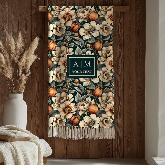 Couverture Polaire Luxe Sage Green Rustic Terracotta Autumn Blooms  (Luxe Sage Green Rustic Terracotta Autumn Blooms Blanket)