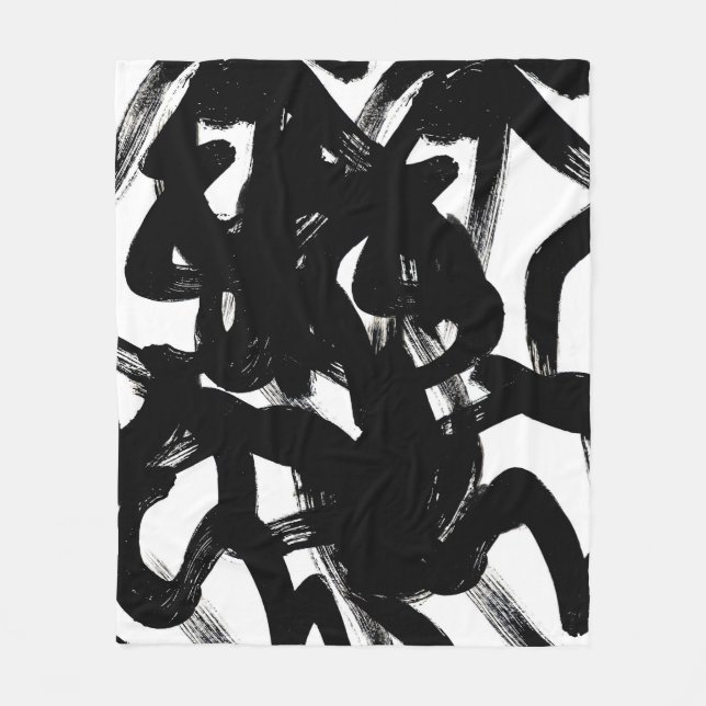 Couverture Polaire Luxueux Gold Art : Abstrait Black Stroke. (Devant)