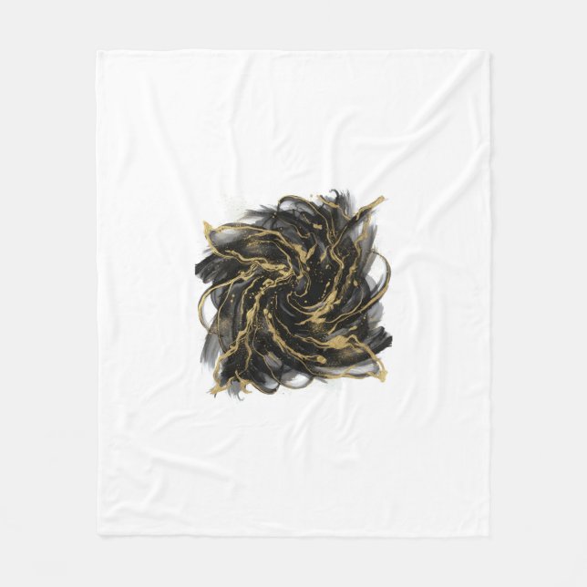 Couverture Polaire Luxury Gold and Black Abstract Marble Ink Flow (Devant)