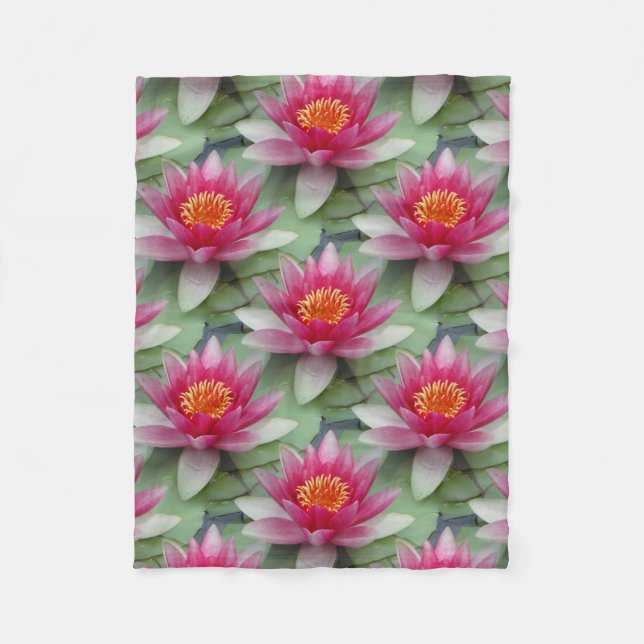 Couverture Polaire Lys d'eau de Lotus rose (Devant)