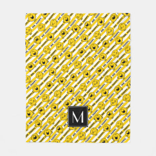 Couverture Polaire M. Happy Motif de rayures jaunes Monogramme