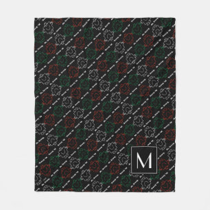 Couverture Polaire M. Strong Motif rouge, blanc et vert Monogramm