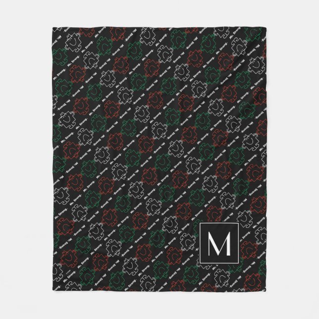 Couverture Polaire M. Strong | Motif rouge, blanc et vert | Monogramm (Devant)
