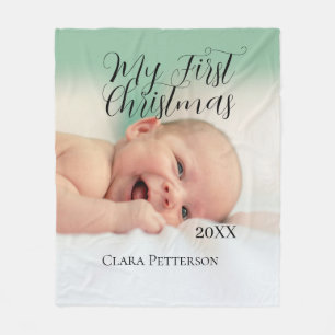 Couverture Polaire Ma première photo bébé de Noël ajouter nom année m