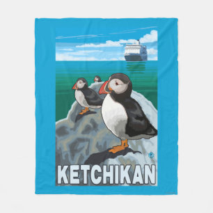 Couverture Polaire Macareux et bateau de croisière - Ketchikan,
