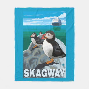 Couverture Polaire Macareux et bateau de croisière - Skagway, Alaska