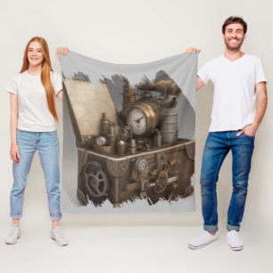 Couverture Polaire Machine à temps Steampunk - Vintage coffre au trés