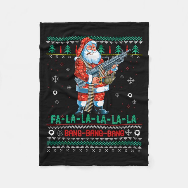 Couverture Polaire Machine Santa Claus Gun Lover Ugly Christmas Sweat (Devant)