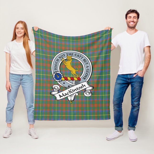 Couverture Polaire MacKintosh Chasse Ancien Clan Badge Tartan Plaid (En situation)