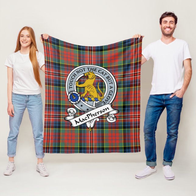 Couverture Polaire MacPherson Ancien Clan Badge Tartan Plaid (En situation)