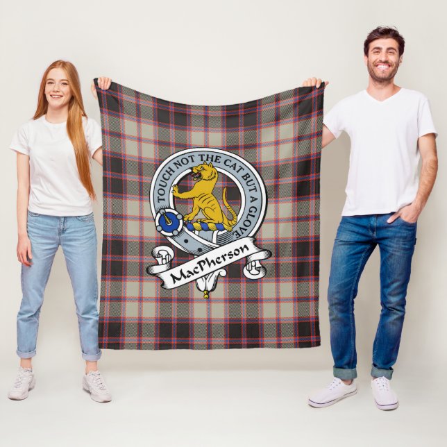 Couverture Polaire MacPherson Chasse Ancien Clan Badge Tartan Plaid (En situation)