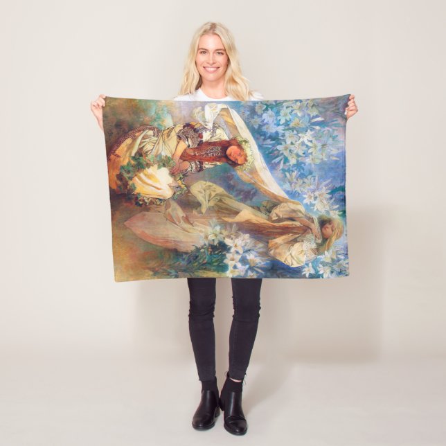 Couverture Polaire Madonna de la Lily, Mucha (En situation)
