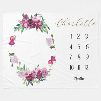 Couverture Polaire Magenta et Plum floral Bébé 1ère année Jalon