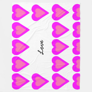Couverture Polaire Magenta moderne et rose chaud coeur amour Monogram
