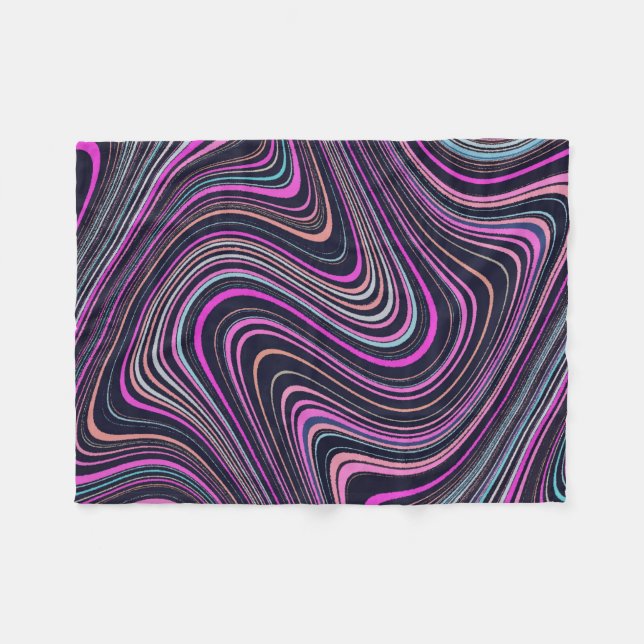 Couverture Polaire Magenta Purple Motif de marine rose (Devant (Horizontal))