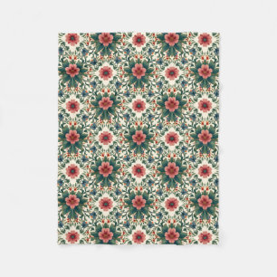 Couverture Polaire Magie des fleurs boho - dans des nuances de vert e