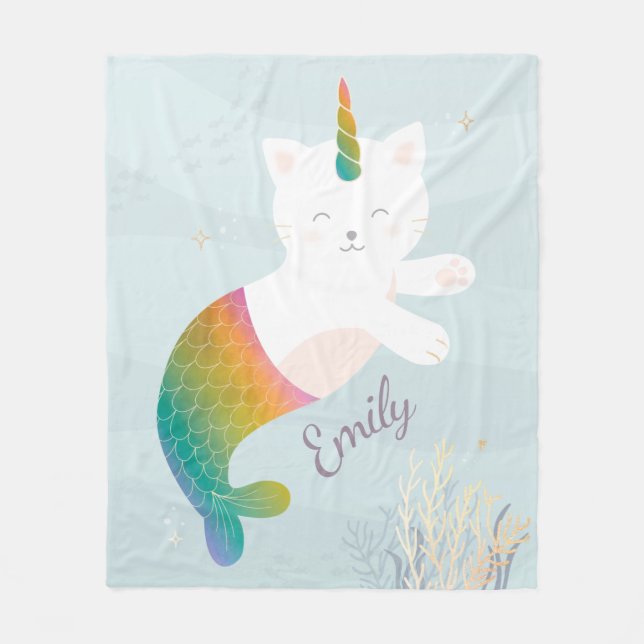 Couverture Polaire Magique Mermaid Kitty Parties scintillant arc-en-c (Devant)