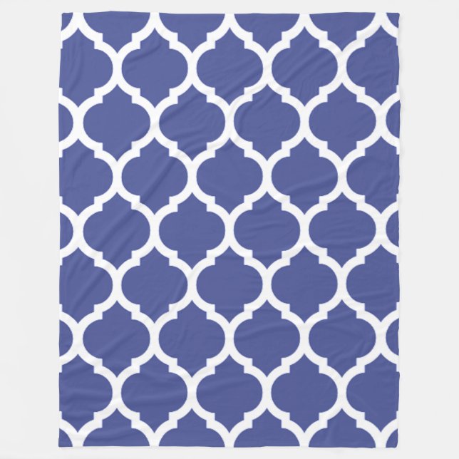 Couverture Polaire Magnifique Cobalt Blue Marocain Quatrefoil Motif (Devant)