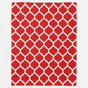 Couverture Polaire Magnifique Motif de Quatrefoil Marocain Rouge et B