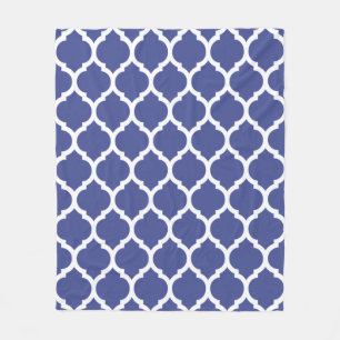 Couverture Polaire Magnifique motif moroccain à quatre feuilles en bl