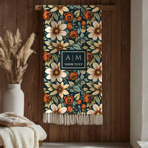 Couverture Polaire Magnifiques fleurs d'automne Tapis Sage Olive Cuiv