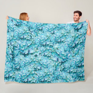 Couverture Polaire Magnifiques fleurs d'hortensia turquoise