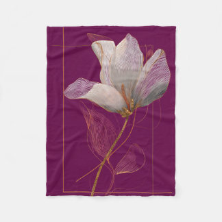 Couverture Polaire Magnolia blanche ligne dorée Magenta