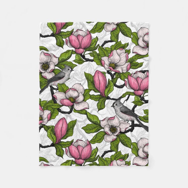 Couverture Polaire Magnolia en floraison et tireur (Devant)