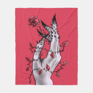 Couverture Polaire Main Horreur avec Imaginaire foncé gothique Rose