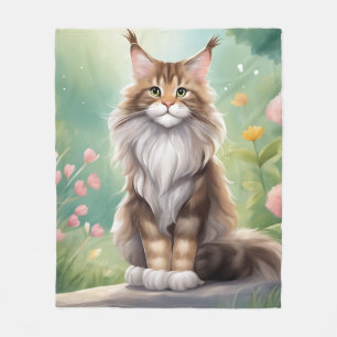 Couverture Polaire Maine Coon Cat Art