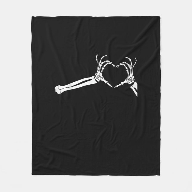 Couverture Polaire Mains Coeur Squelette Drôle. Halloween Costume pea (Devant)