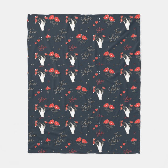 Couverture Polaire Mains et fleurs d'amour véritables (Devant)