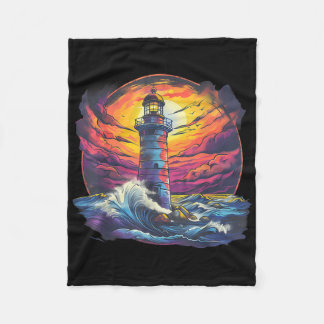Couverture Polaire Maison de bord de mer voile phare bateau plage